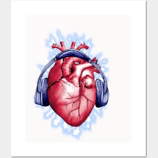 Listen heart, heart with headphones to listen to your music Posters and Art